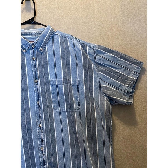 Faded Glory Shirt Men's 2XL Blue Striped Button Down - Picture 4 of 12